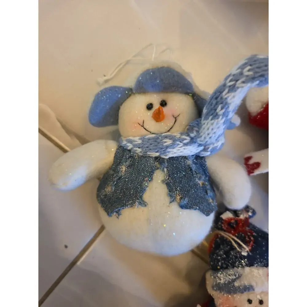 Stand Up Fuzzy Snowman Stuff‎ Animal Winter Holiday Decoration Lot Of 3